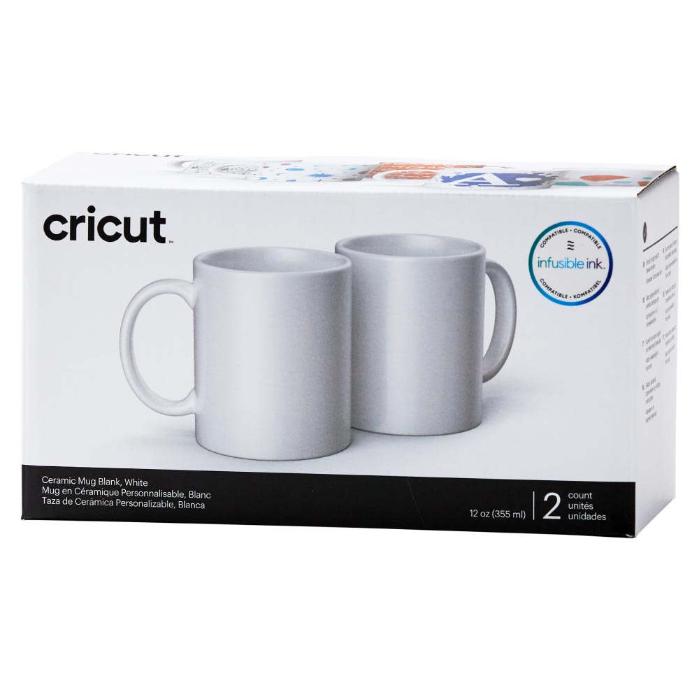 Cricut Ceramic Mugs for Mug Press, 12oz, Infusible Ink Sheets &#x26; Designs Bundle