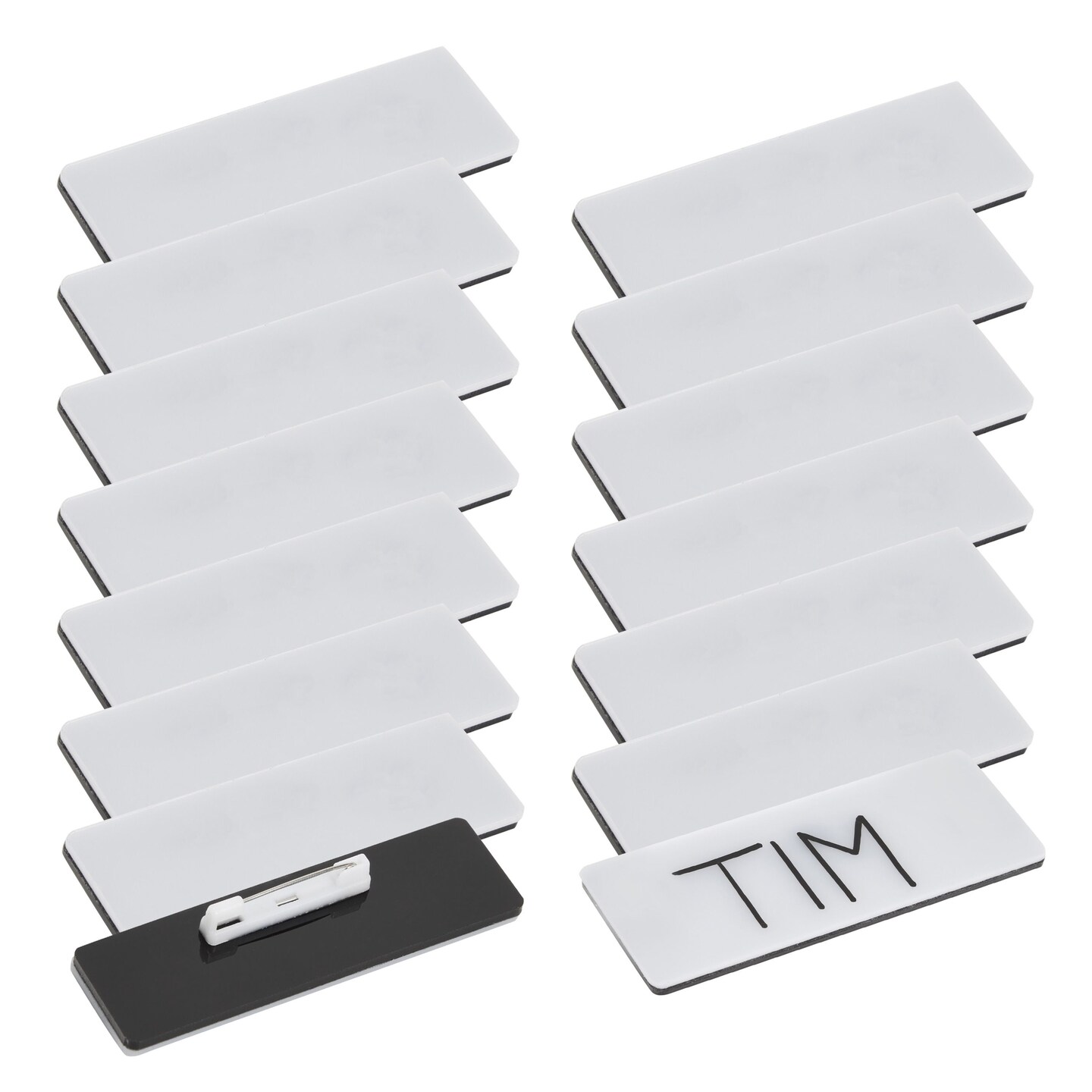 Juvale 15-Pack Blank White Name Tag Badges with Pin Backing, 3 x 1 Inches