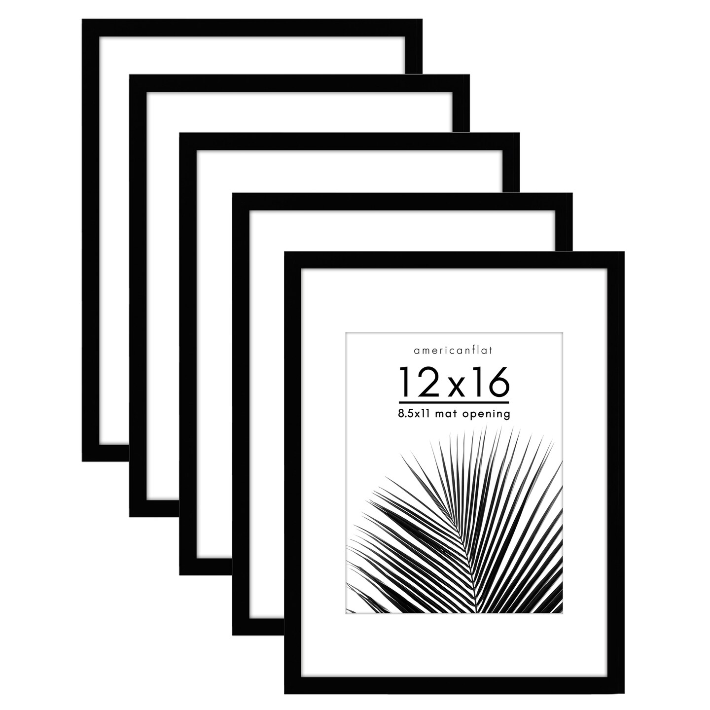 Americanflat 5 Pack Of 16x20 Frames With 11 X 14 Mat - Plexiglass Cover -  Black : Target