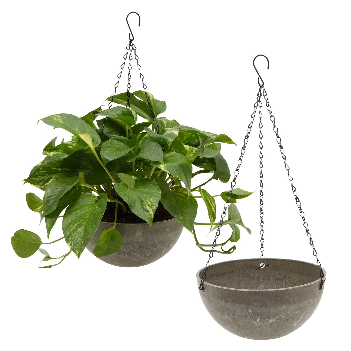 2 Pack Brown Marble Hanging Planters for Indoor and Outdoor Plants, 10