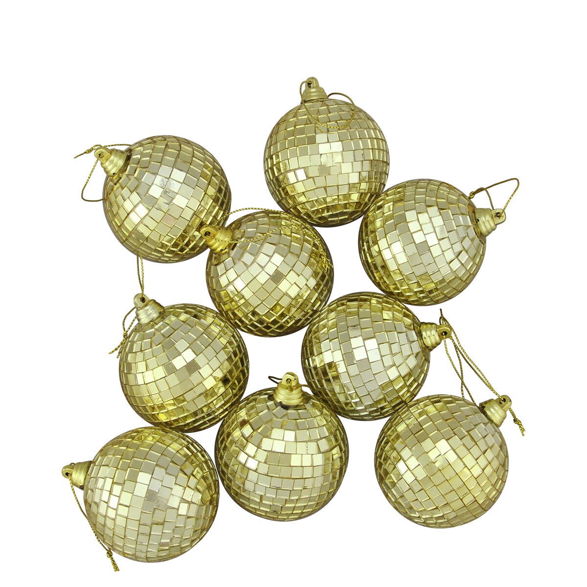 Northlight Disco Mirrored Christmas Ball Ornaments - 2" (50mm) - Gold - 6ct