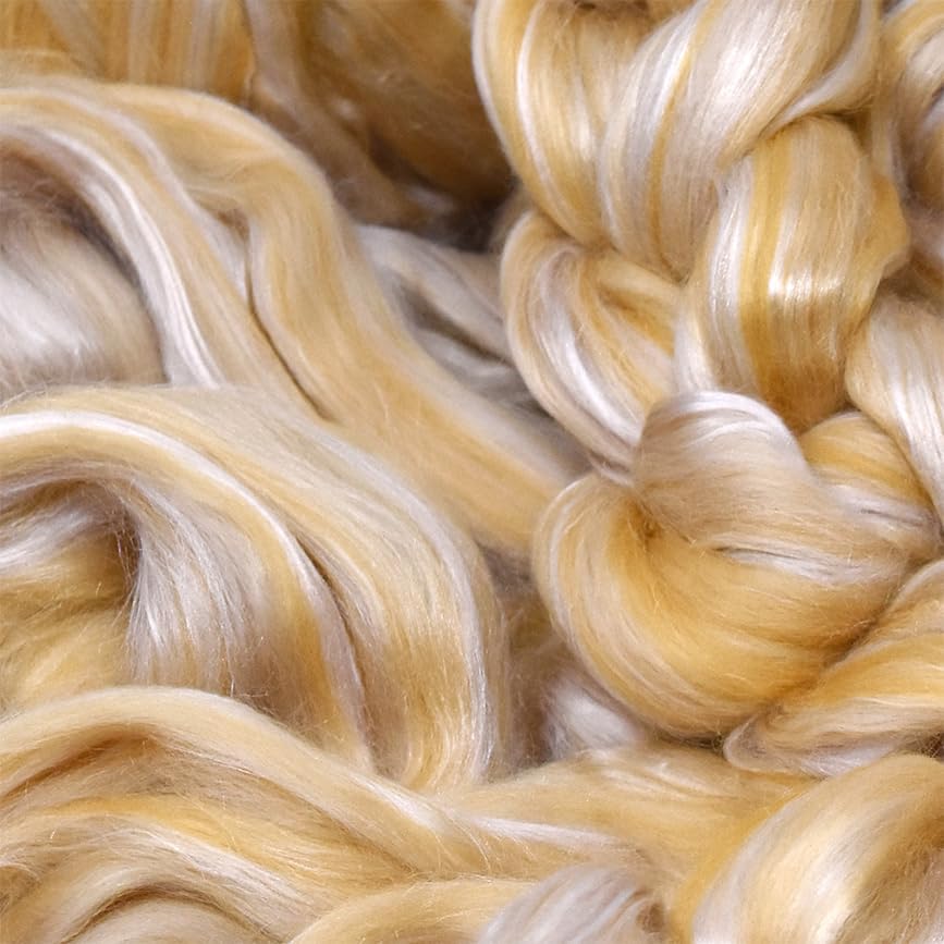 Merino Silk Luxe Tonal Designer Blend. Superfine Merino, Mulberry Silk, Tussah Silk. Top Roving for Spinning or Felting.