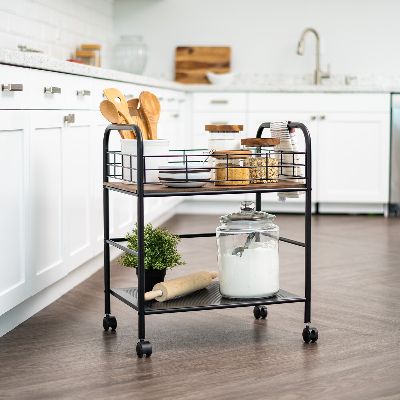 IRIS USA Metal Storage Cart with Casters, Kitchen Serving Cart