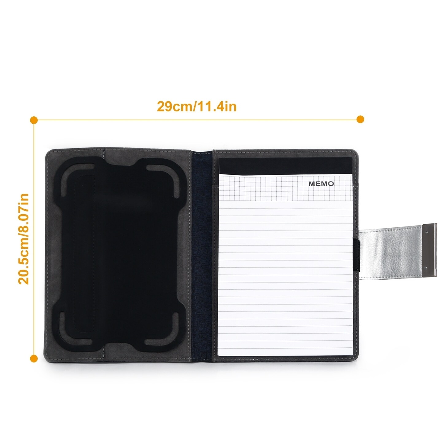 7.9In Tablet Padfolio Case Navy Pu Business Organizer With Notepad And Pen Holder