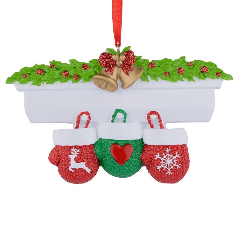 Three Mittens Hand Painted Resin Christmas Ornament