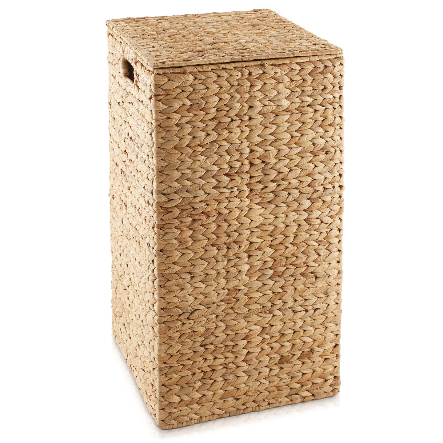 Casafield Laundry Hamper with Lid and Removable Liner Bag, Woven Water Hyacinth Square Laundry Basket Sorter for Clothes and Towels