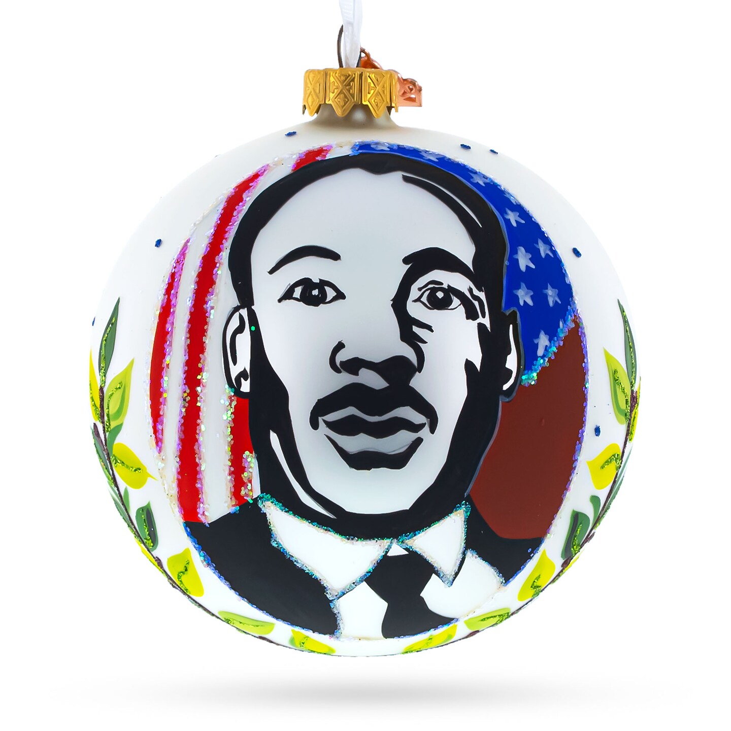 Martin Luther King Jr. Glass Ball Christmas Ornament 4 Inches