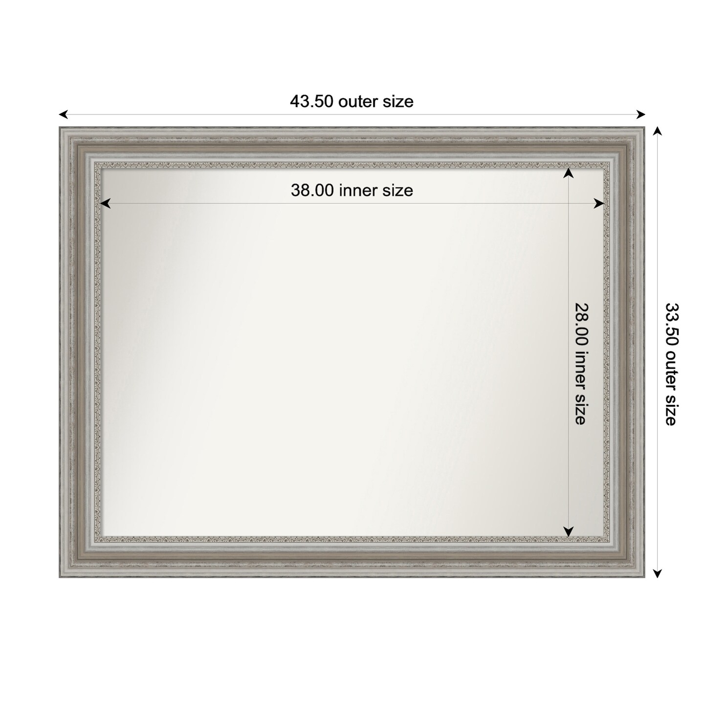 Parlor Silver Non-Beveled Custom Framed Bathroom Vanity Wall Mirror ...