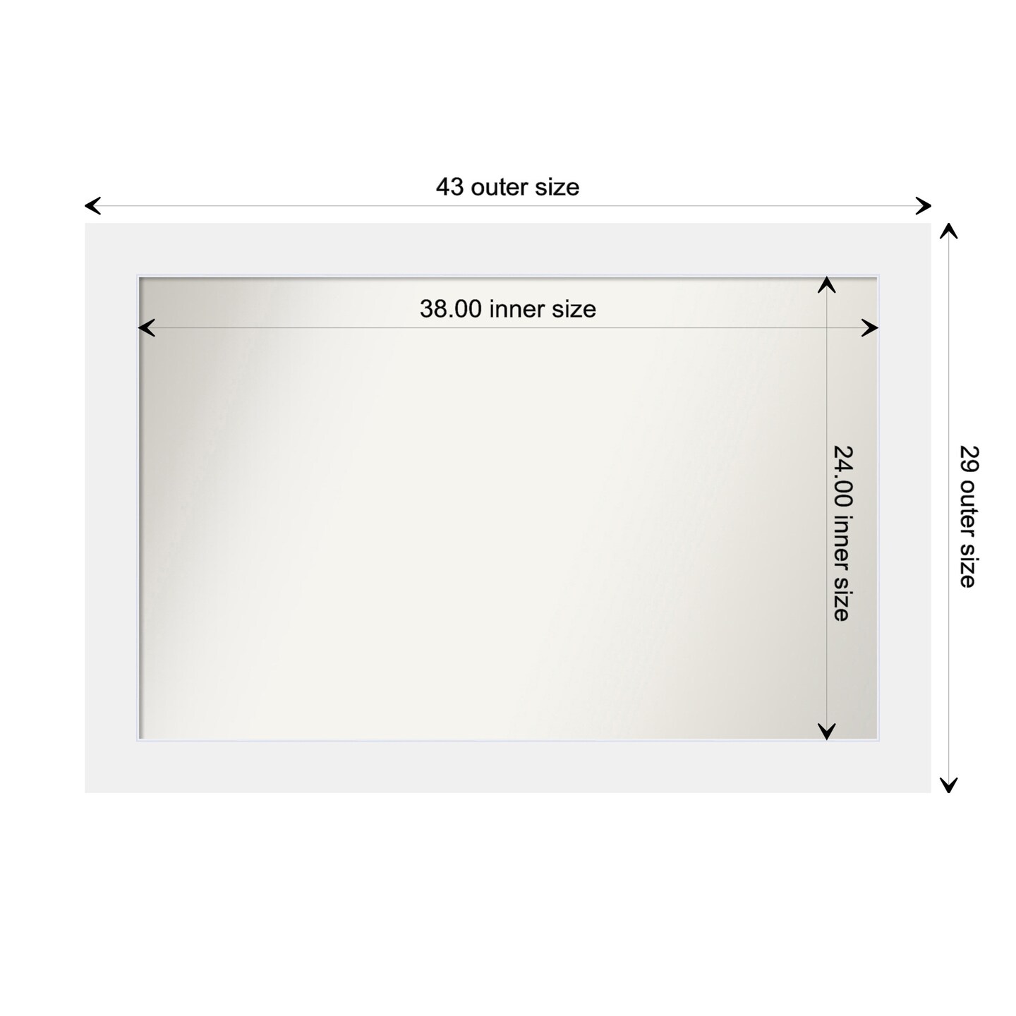 Corvino White Non-Beveled Custom Framed Bathroom Vanity Wall Mirror