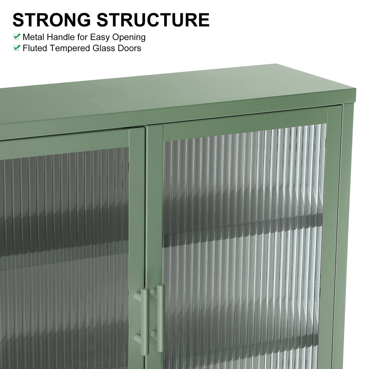 Vintage Mint Green Double Glass Door Wall Cabinet | 70*23*60cm / 27.6*9.1*23.6in | Elevate Your Space