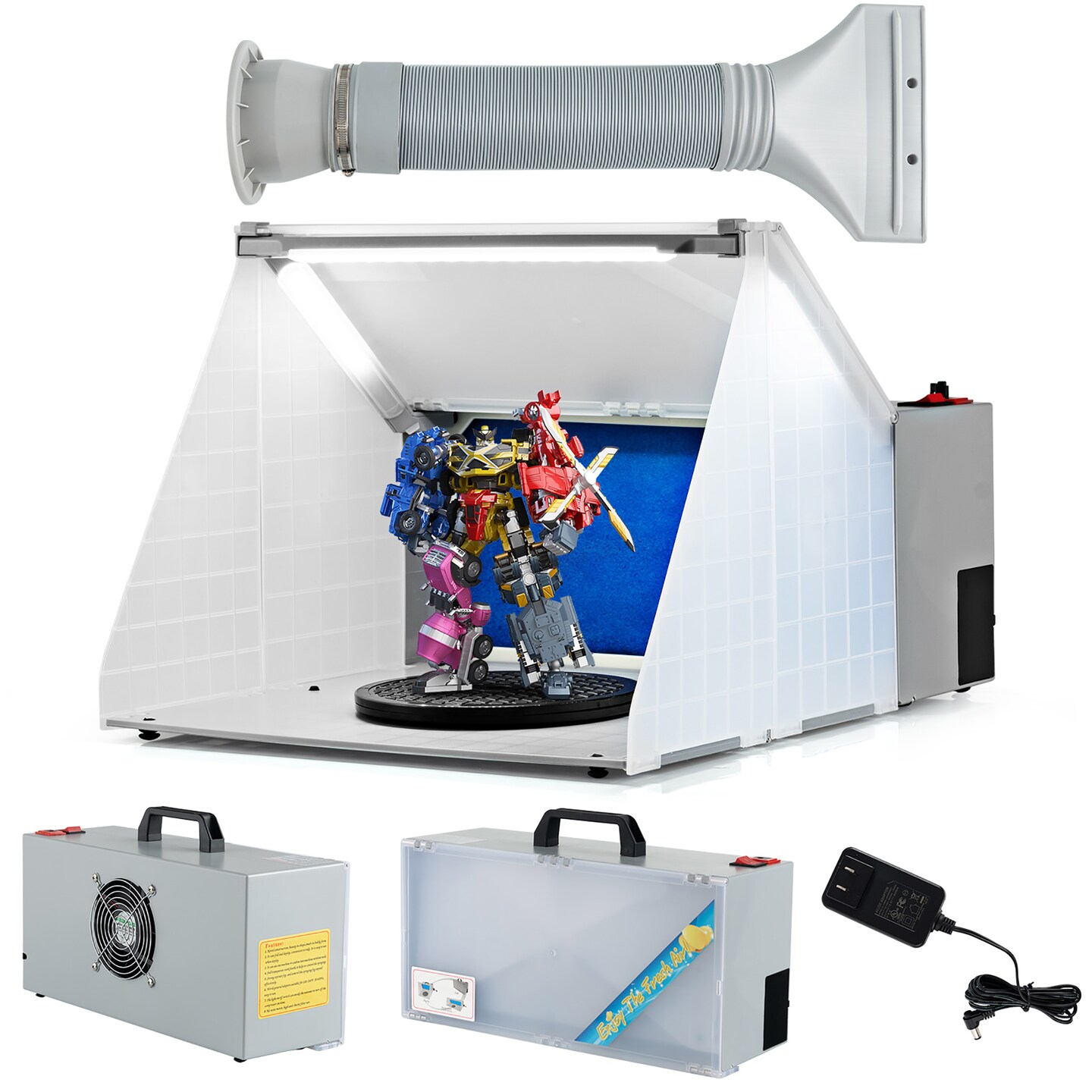 Costway Airbrush Spray Booth Kit Portable with LED Light&#x26;Filter Hose for Model Painting DIY