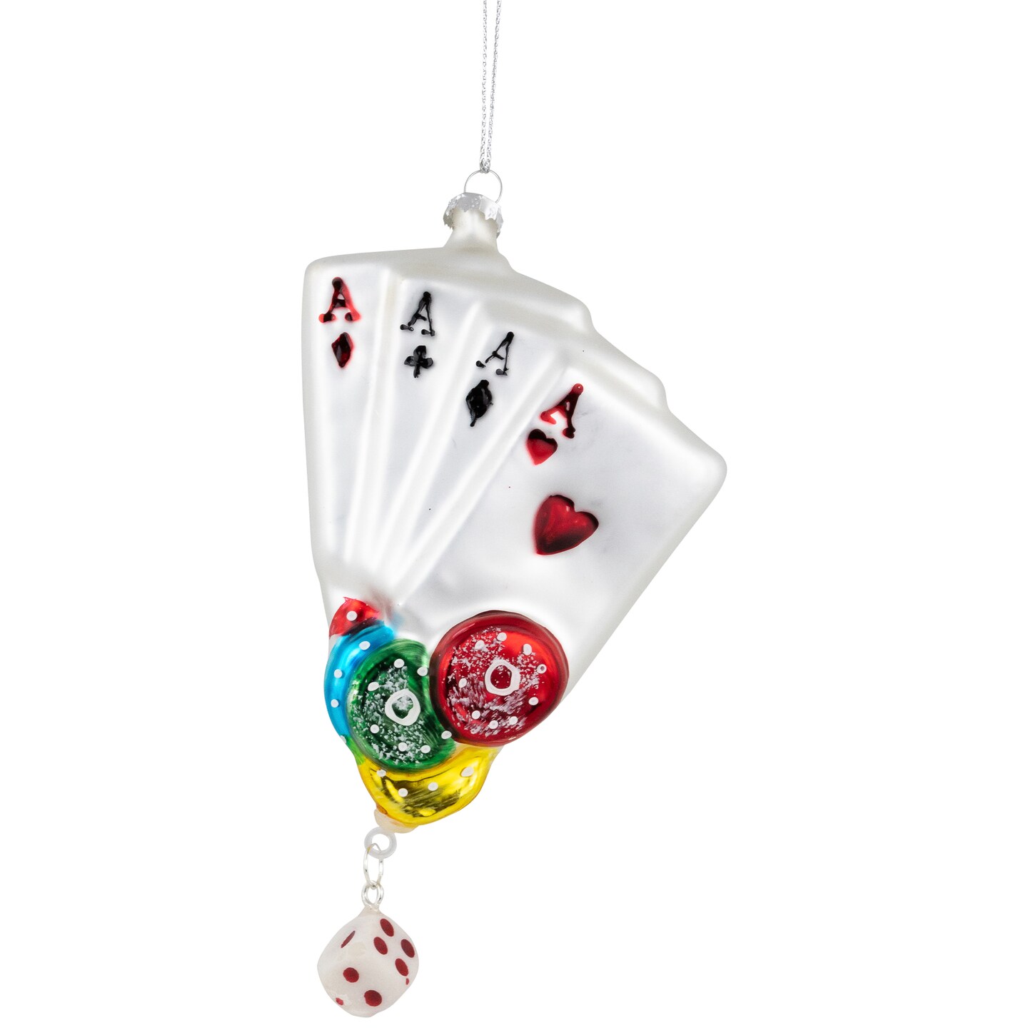 Northlight 6&#x22; Four Aces Playing Cards Glass Christmas Ornament