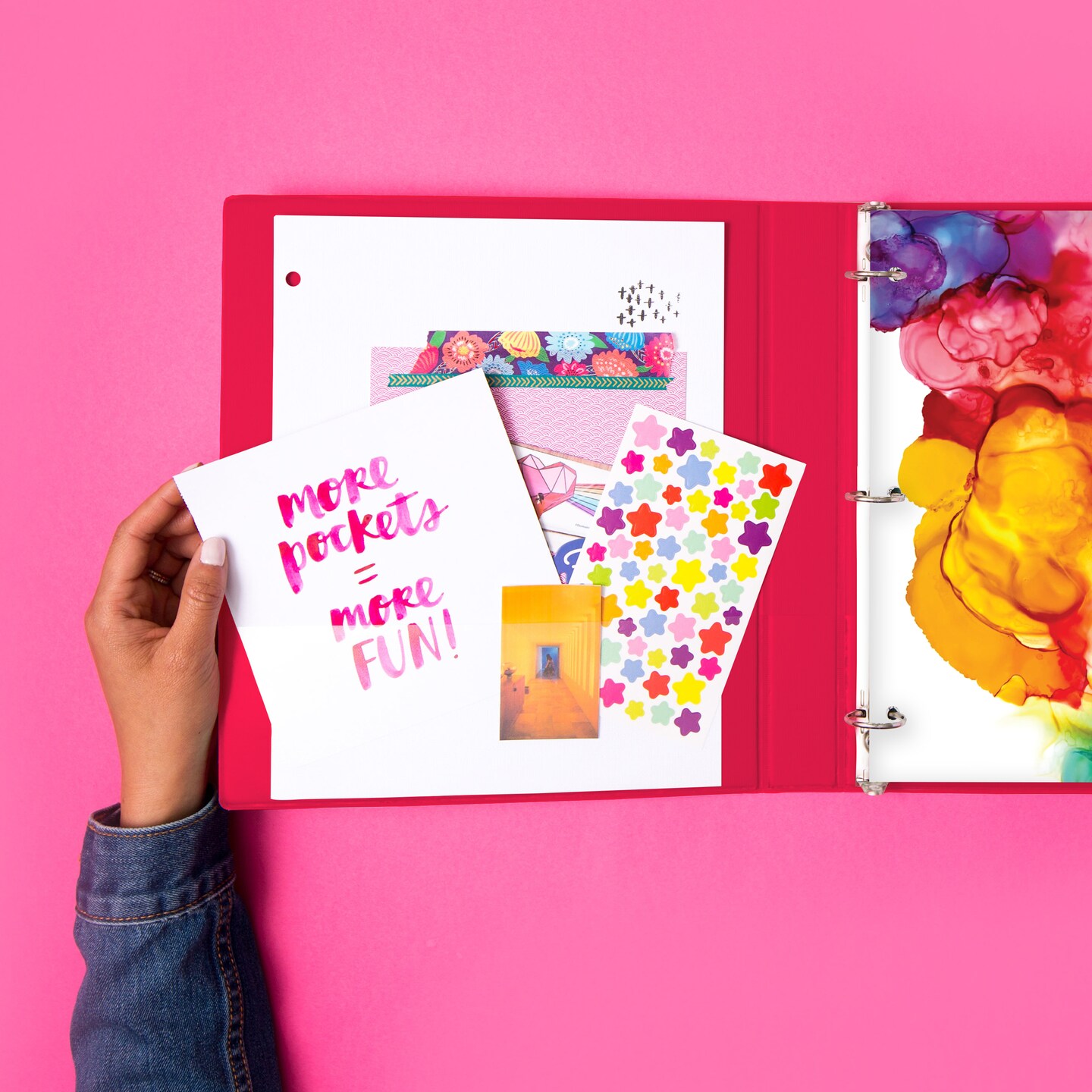 Avery + Amy Tangerine Designer Collection Binder, 1" Round Rings, 175-Sheet Capacity, Rainbow Inkblot (28341)