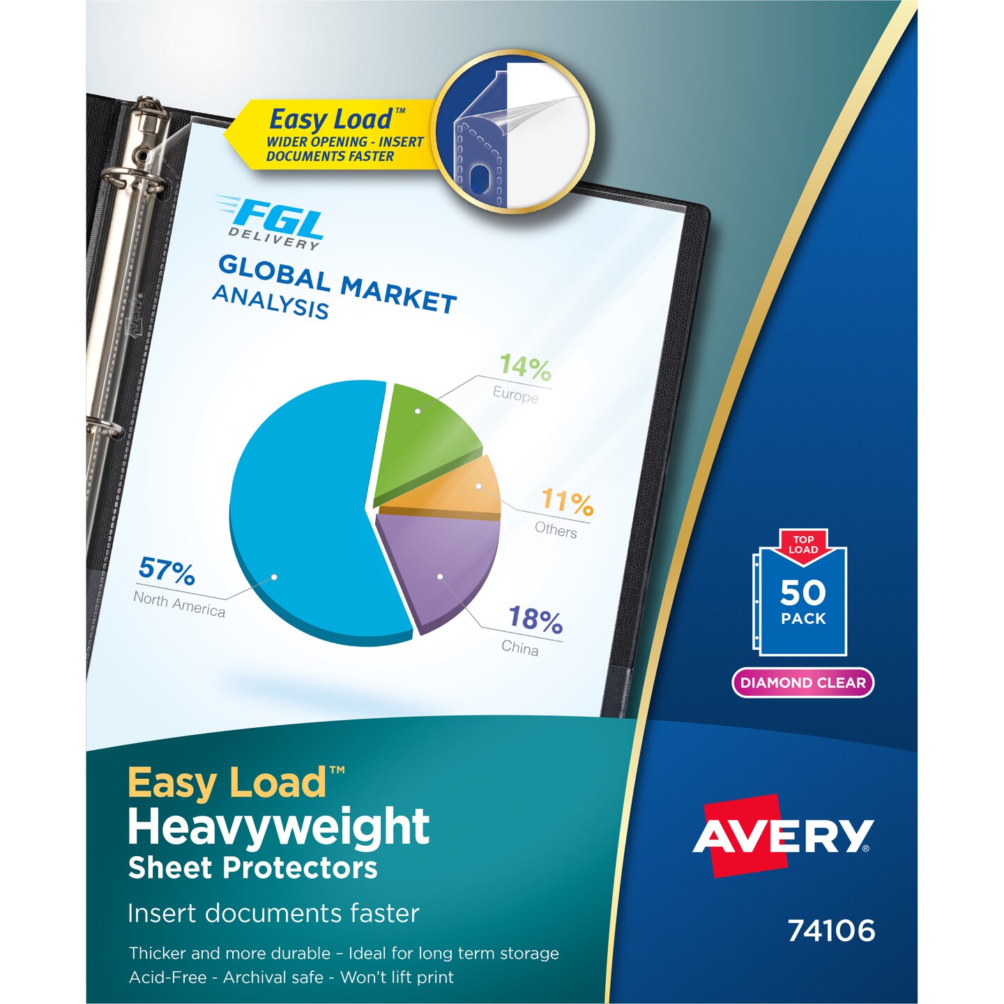 Avery Diamond Clear Heavyweight Sheet Protectors, Easy Load, 50 Document Protectors (74106)