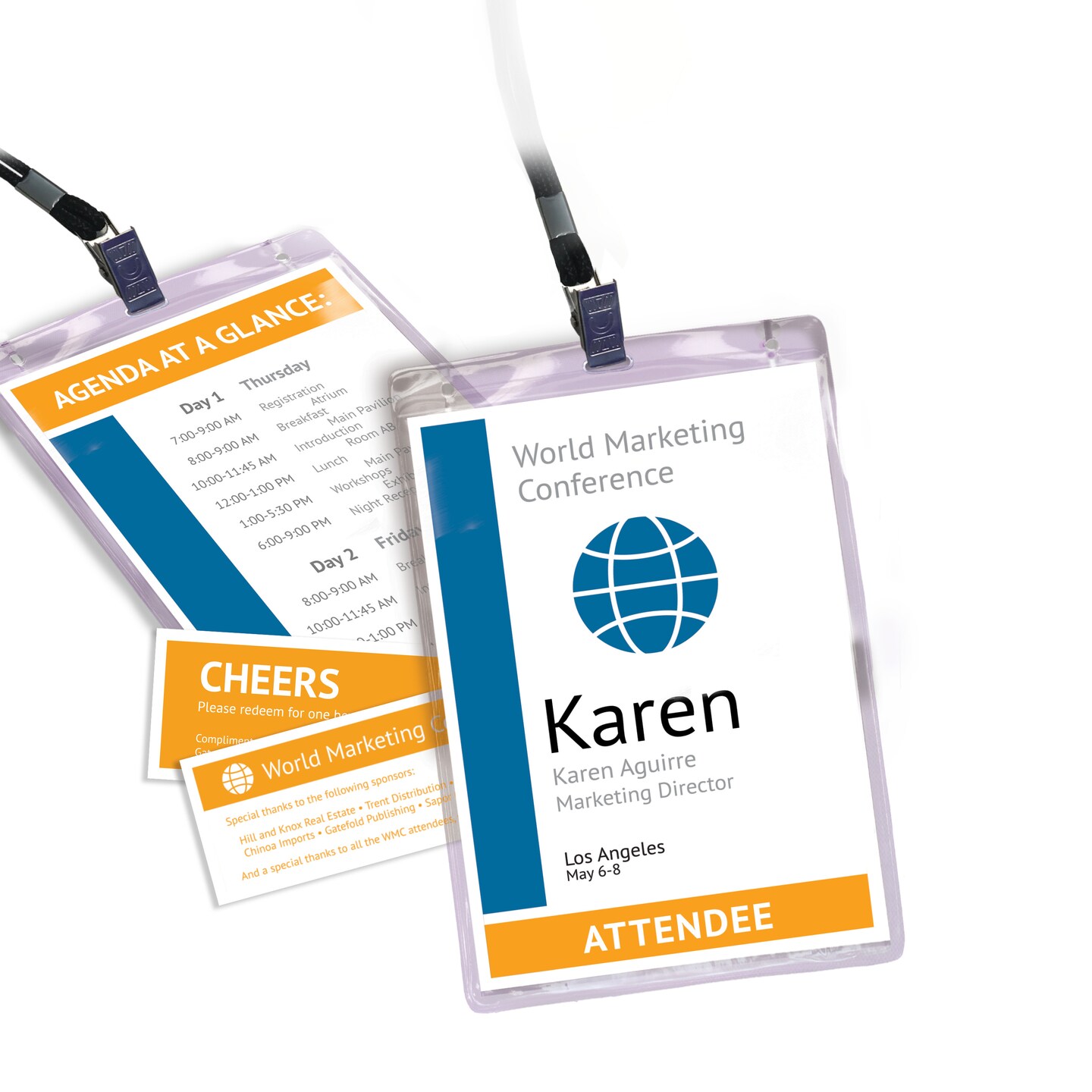 Avery Customizable Name Badges, 6&#x22; x 4.25&#x22;, Printable Name Tag Inserts with Tickets, 75 Vertical Name Tag Holders with Lanyards (8521)