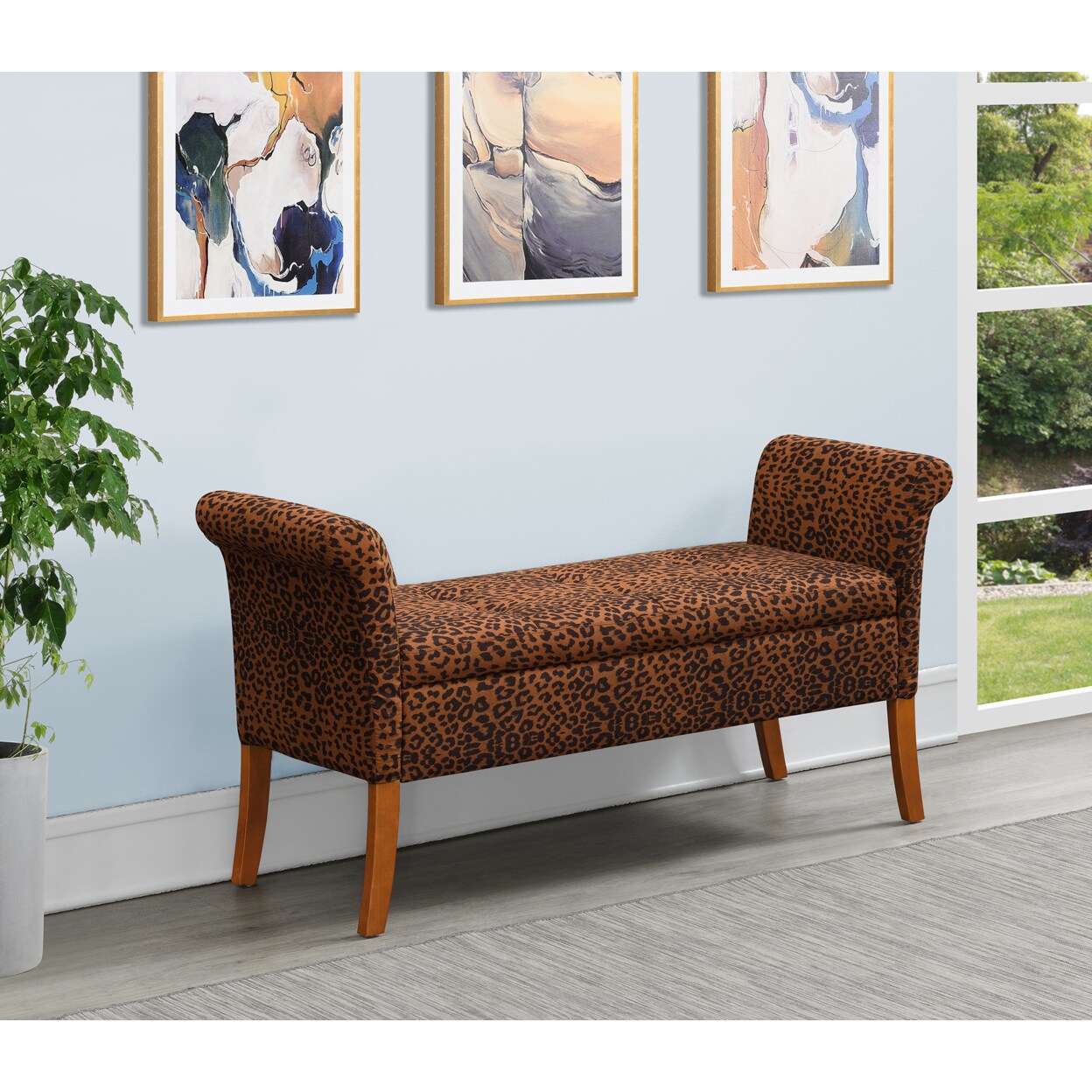 Convenience Concepts Designs4Comfort Garbo Storage Bench, Forest Leopard