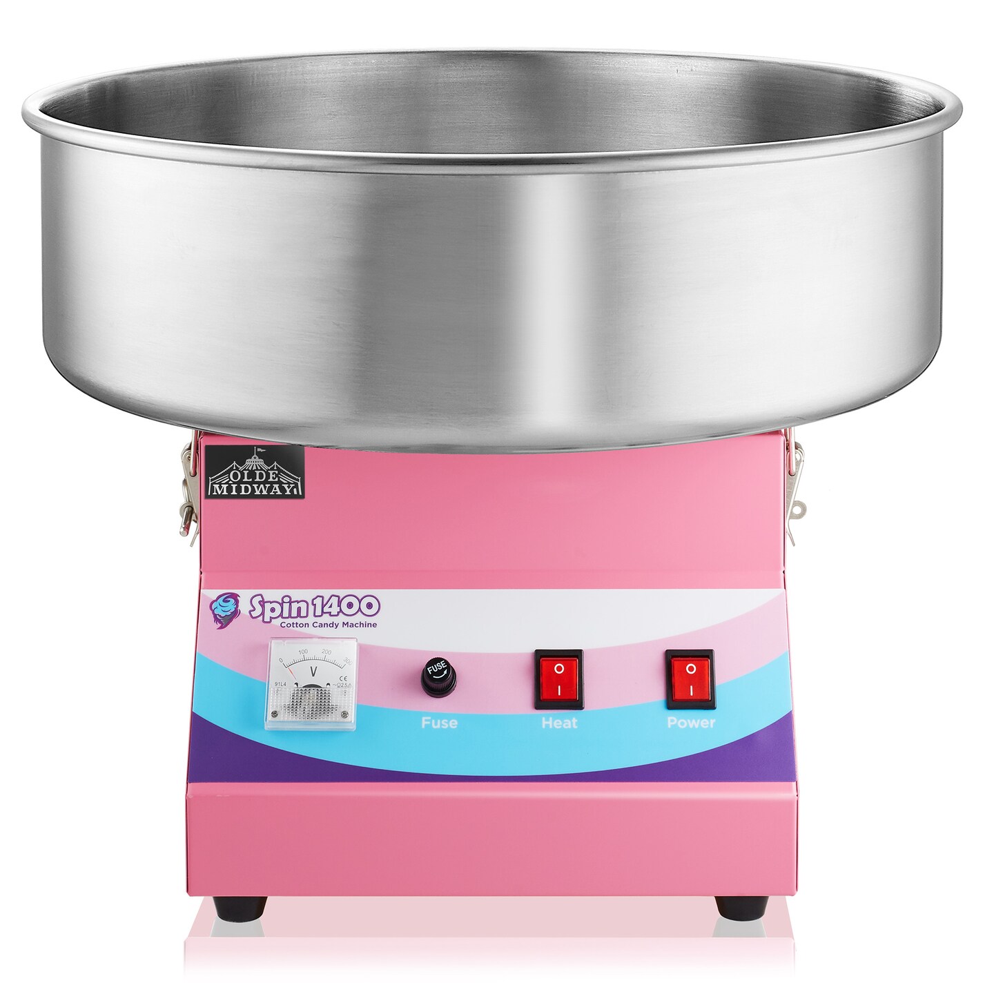 Olde Midway Cotton Candy Machine, SPIN-1400 Electric Candy Floss Maker, Commercial-Grade