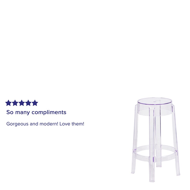 Flash Furniture 25.75&#x22;H Transparent Stool