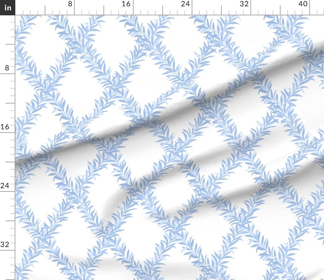 Trellis Botanical Floral Geometric Lattice Diamond Blue Garden Large Scale Custom Printed Fabric by Spoonflower Various Fabrics by the Yard or Fat Quarter
