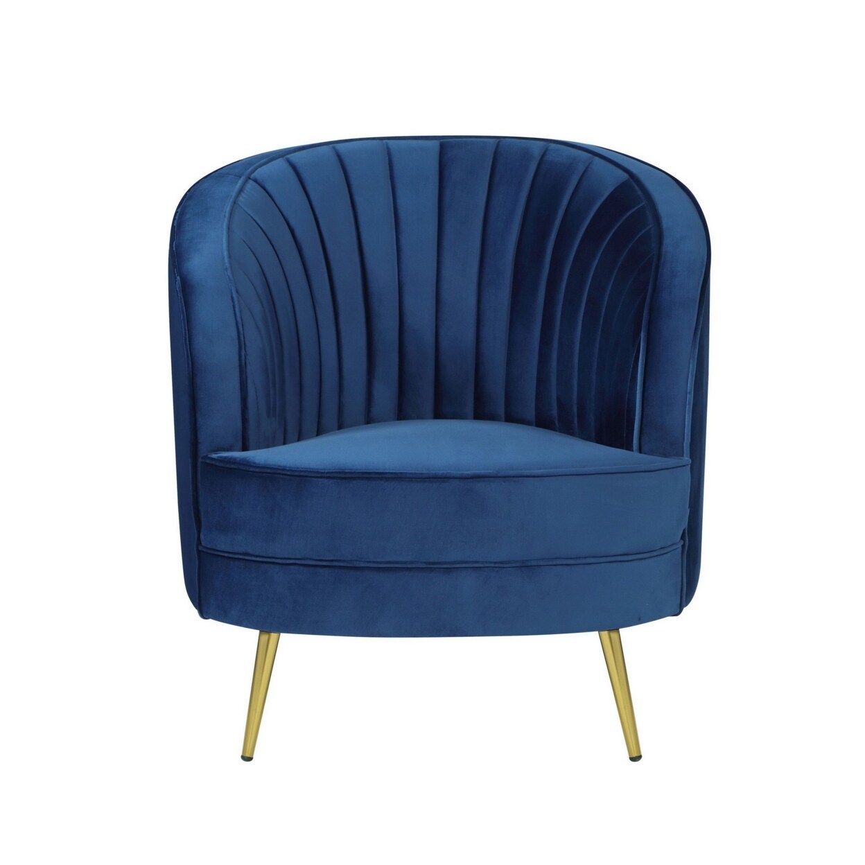 Saltoro Sherpi 31 Inch Club Chair, Blue Velvet, Vertical Tufted Channels, Art Deco Style
