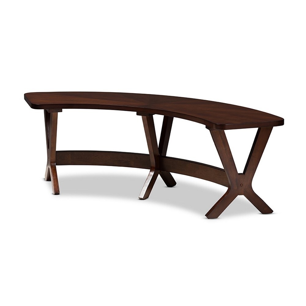 Baxton Studio   Berlin Mid-Century Modern Walnut Finished Wood Curved Dining Bench