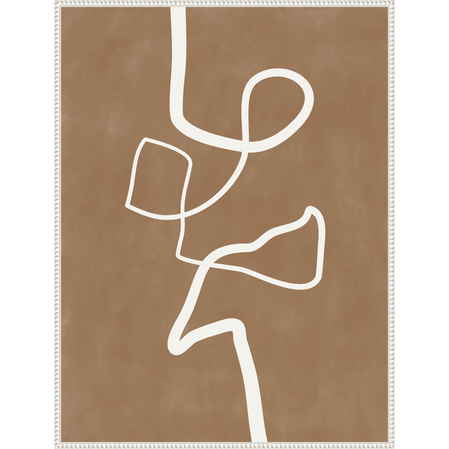 Brown Single Line Artwork by Elena Ristova Framed Canvas Wall Art