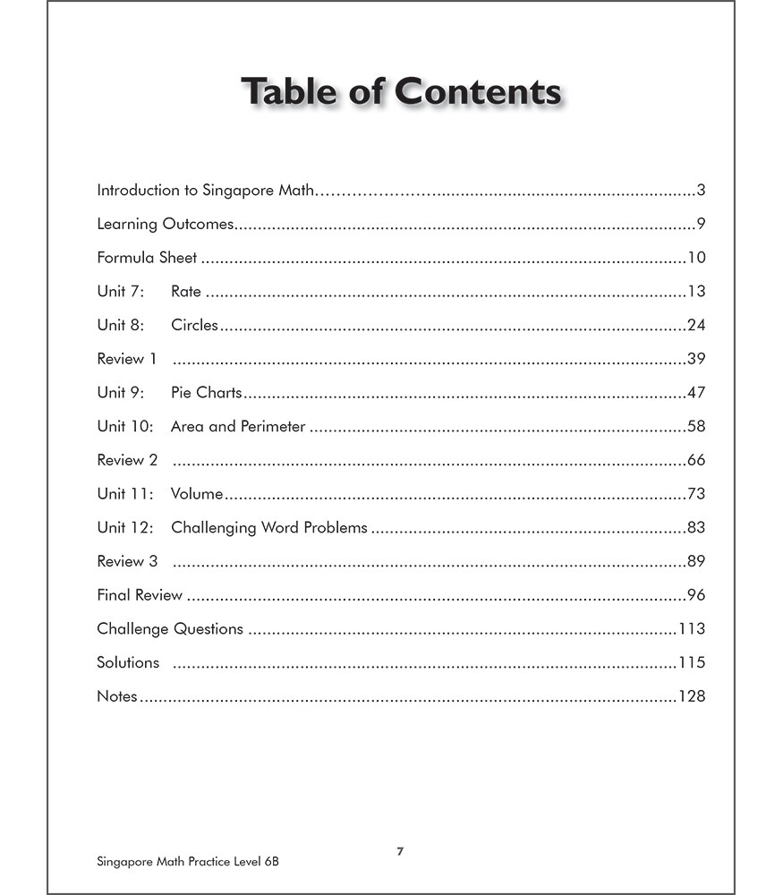 Singapore Math &#x2013; Level 6B Math Practice Workbook for 7th Grade, Paperback, Ages 12&#x2013;13 with Answer Key