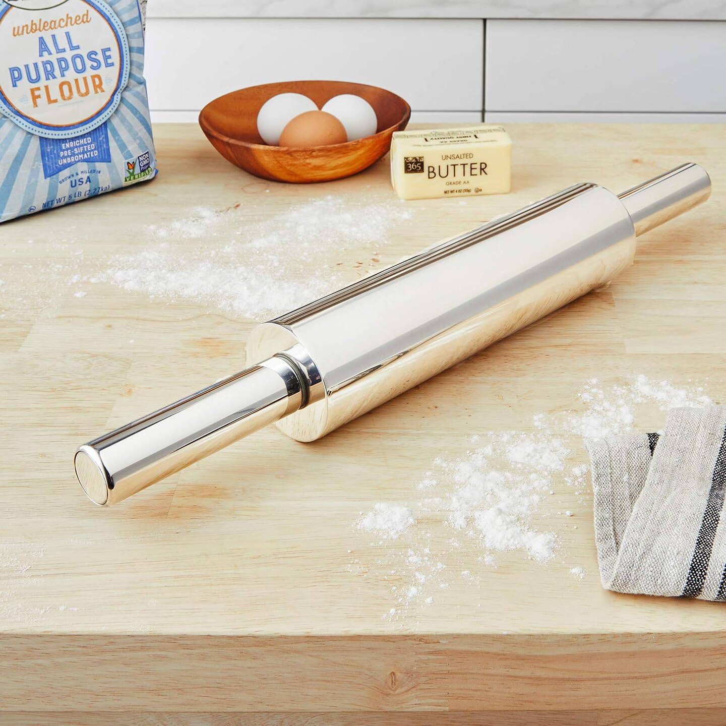 Fox Run Stainless Steel Tapered French Rolling Pin - Thumbnail 4