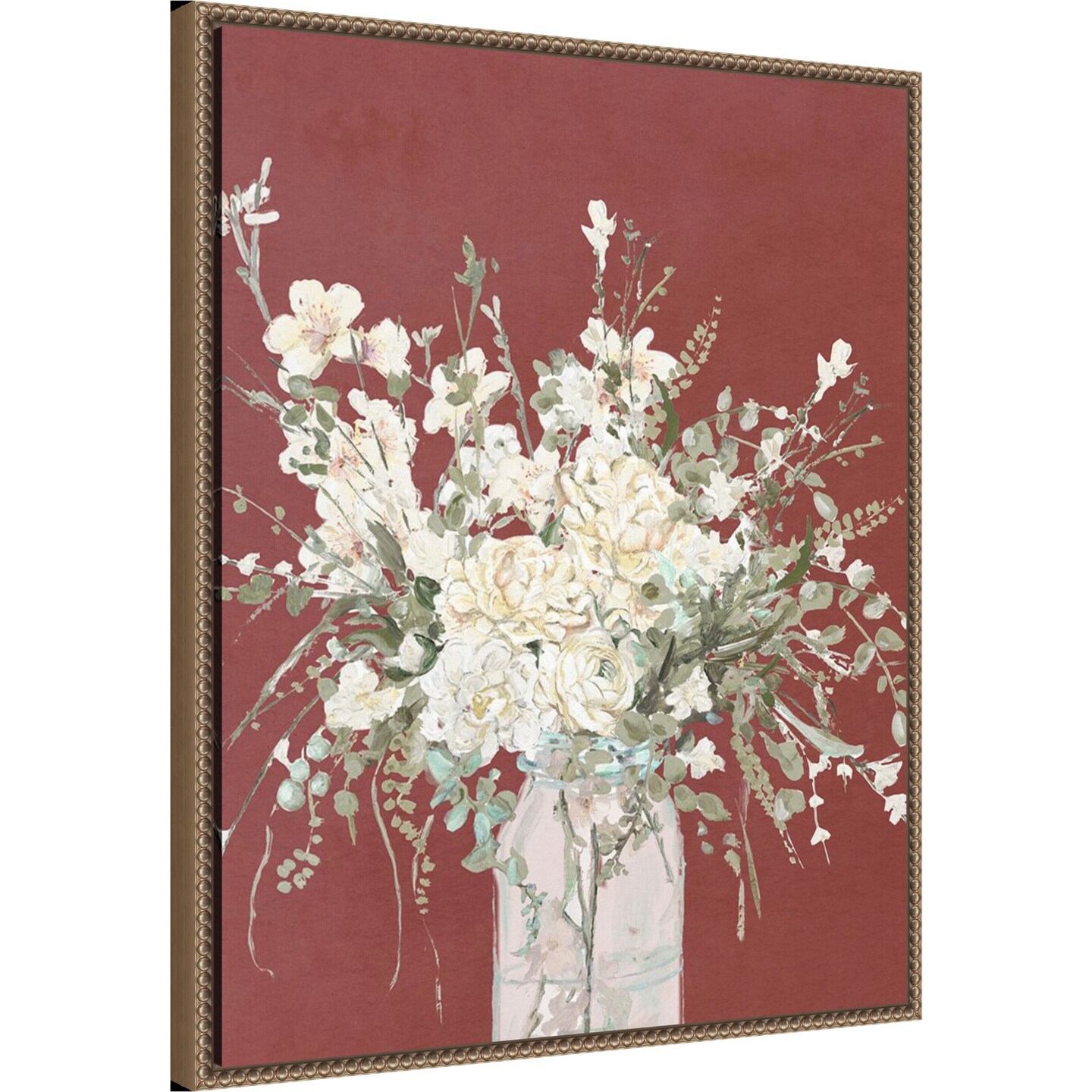 Warm Flowers in Glass Vase by Patricia Pinto Framed Canvas Wall Art