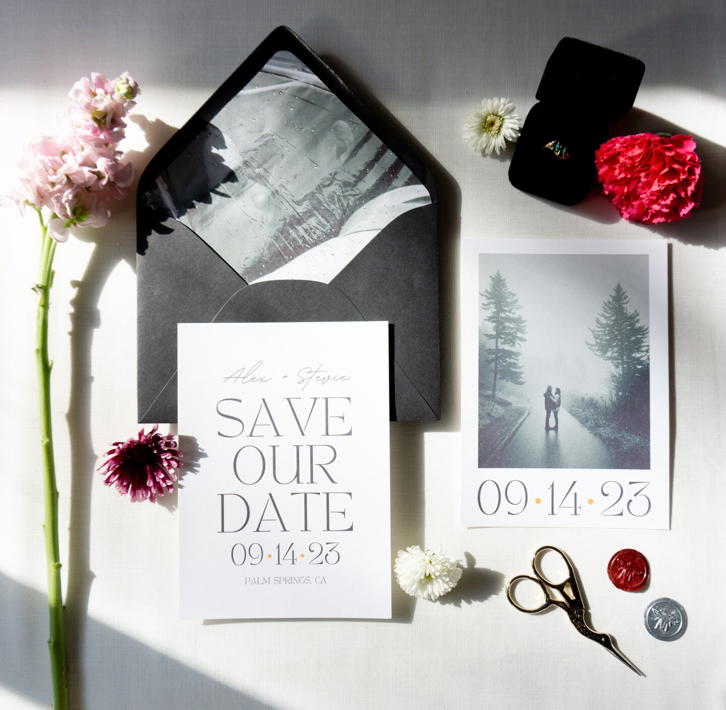 Custom Minimalist and Modern Black and White Save the Dates with ...