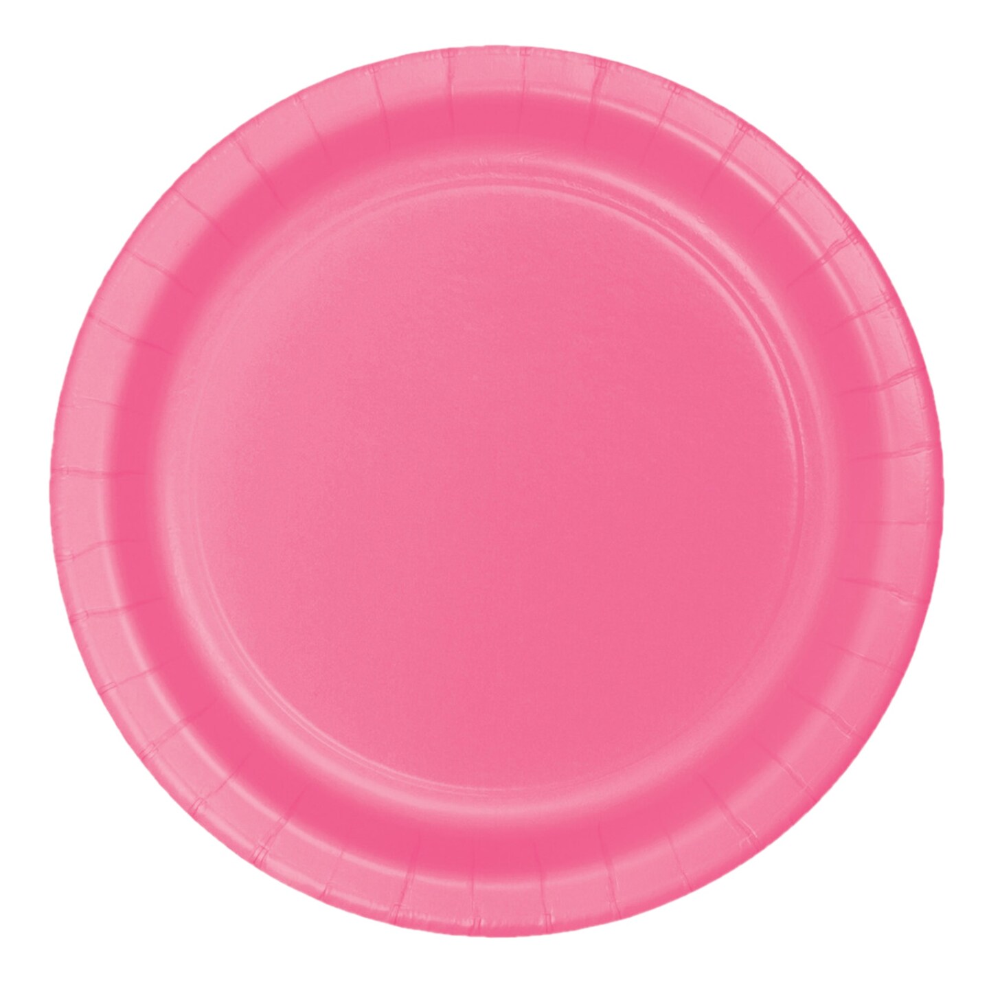 Party Central Disposable Round Luncheon Party Paper Plates - 7" - Pink - Club Pack of 96