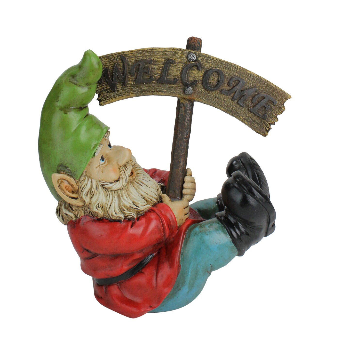 Northlight 10.5&#x22; Silly Gnome with Welcome Sign Outdoor Garden Statue