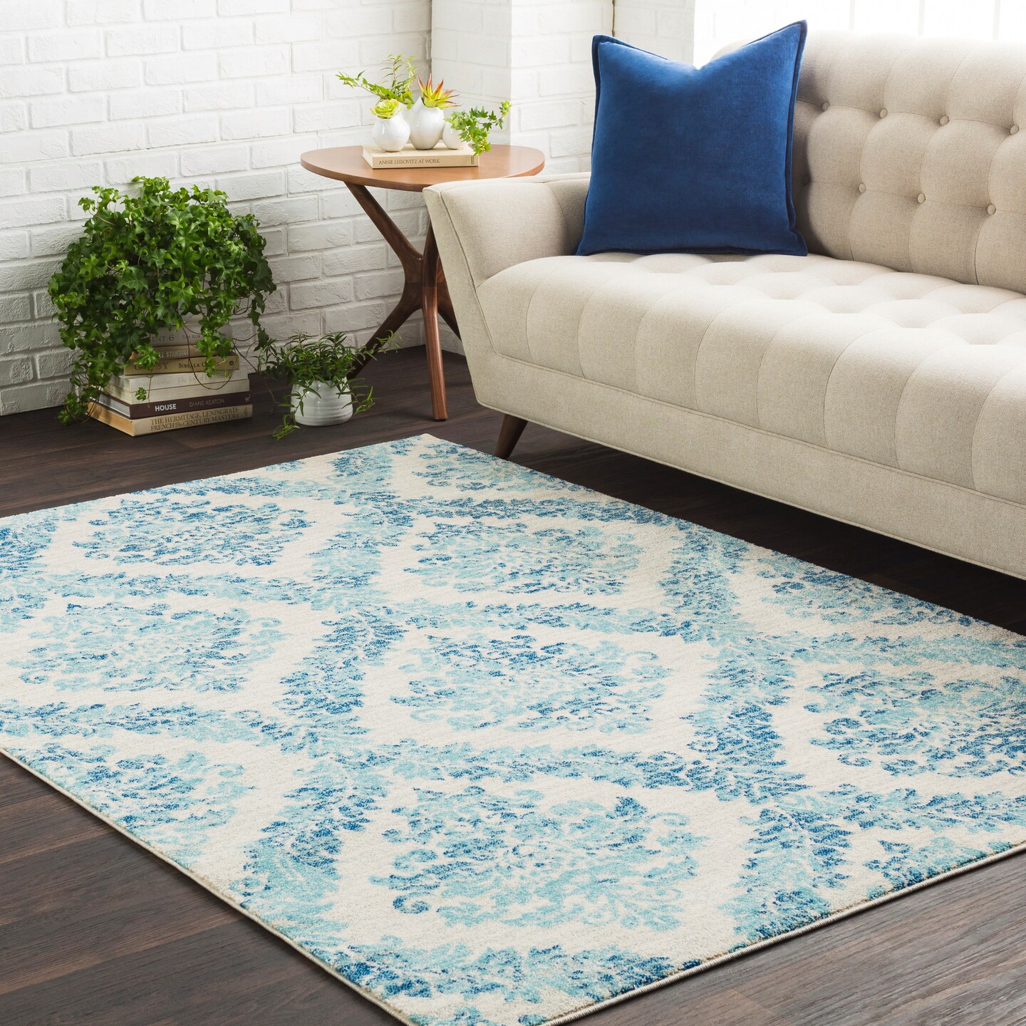 Tiwari Home 2' x 3' Ogee Style Teal Green and Gray Rectangular Area Throw Rug