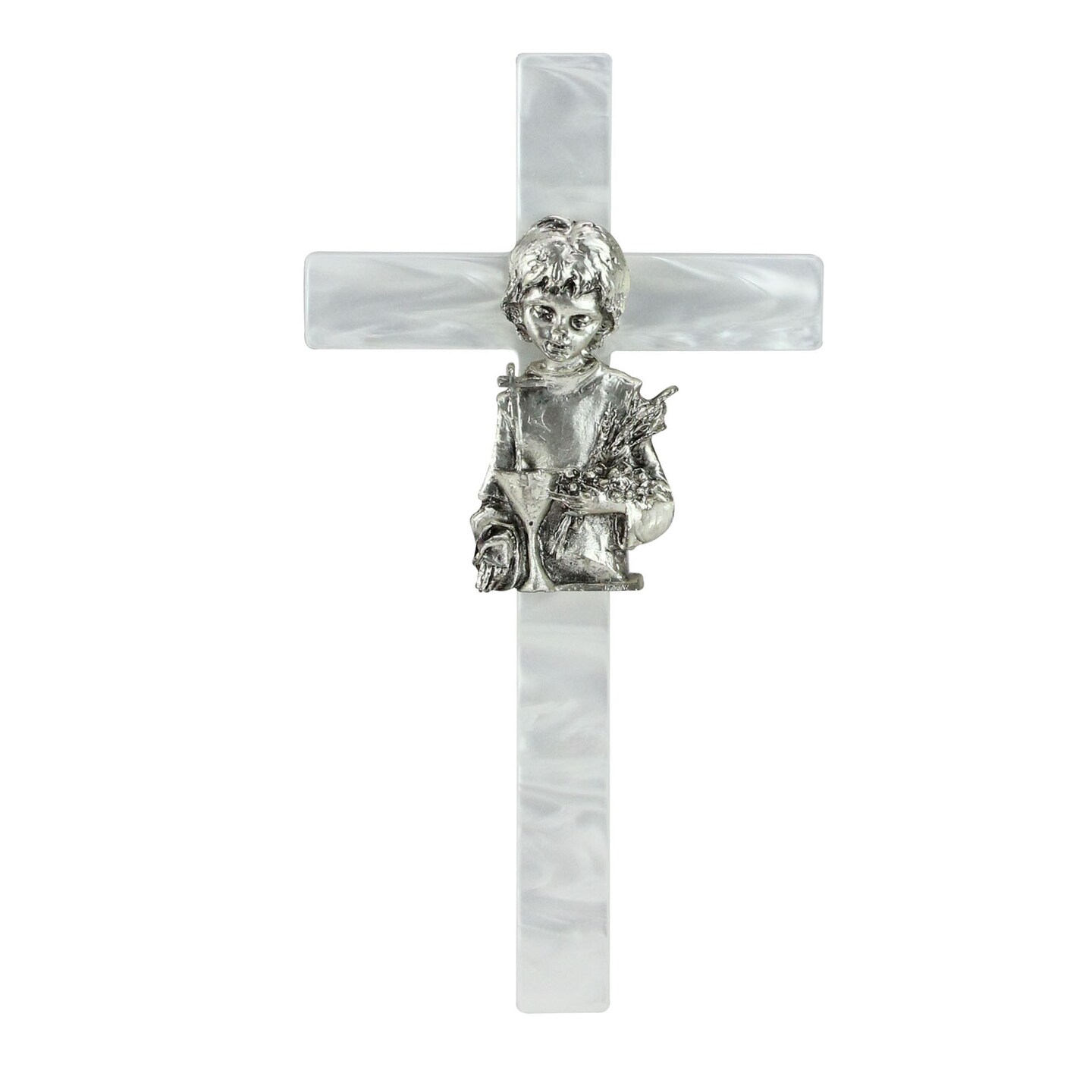 Roman Boy&#x27;s Mother of Pearl First Communion Wall Cross