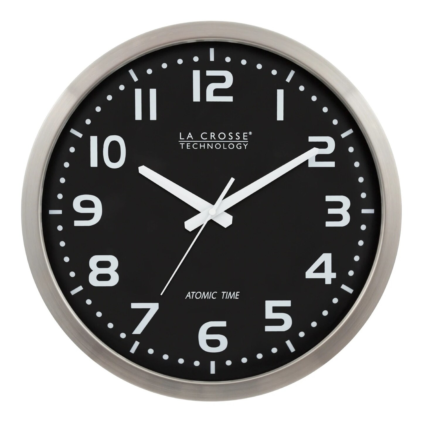 La Crosse Technology 16” Black and Silver Metal Atomic Analog Wall Clock
