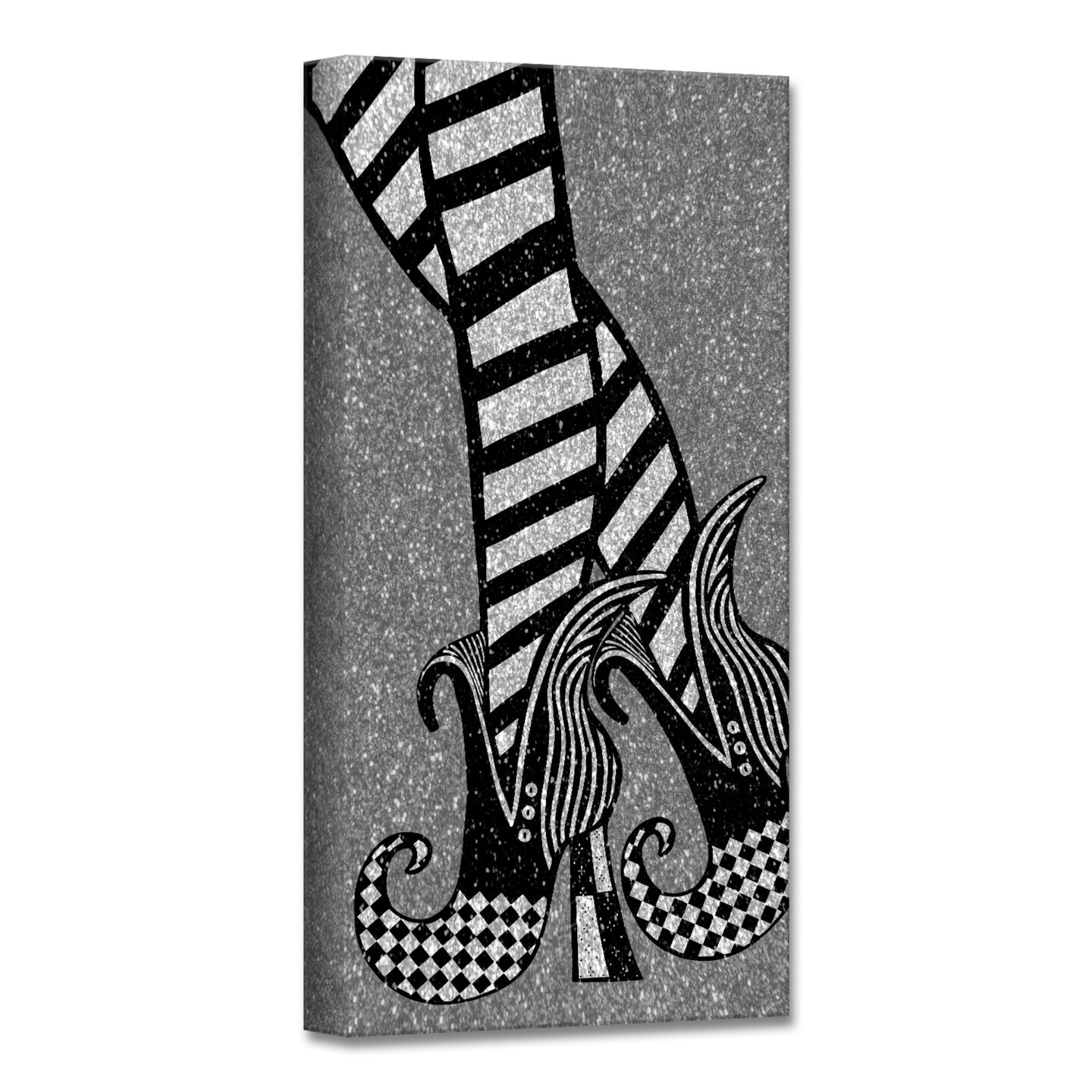 Crafted Creations Black Chic and Bewitched IV Canvas Halloween Wall Art Decor 16&#x22; x 8&#x22;