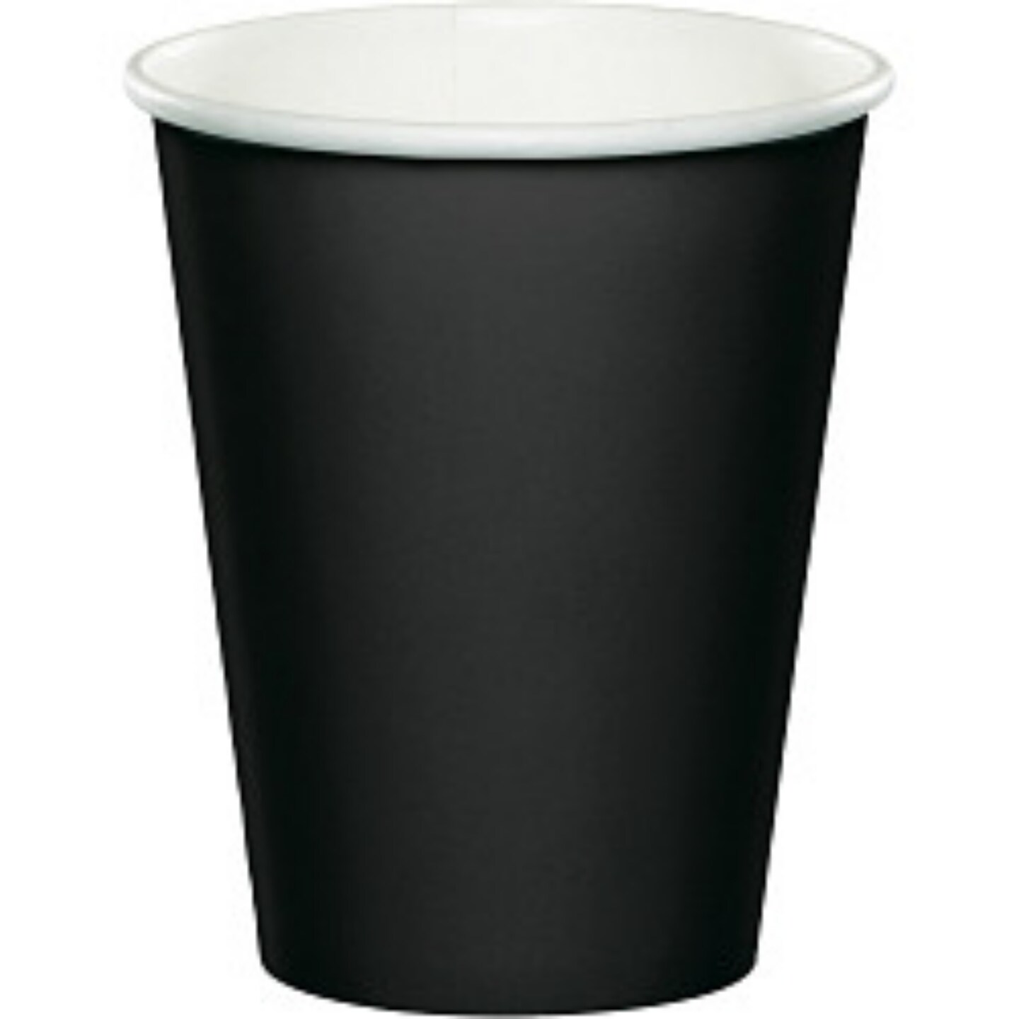 Party Central Hot and Cold Disposable Paper Drinking Party Tumbler Cups - 9oz. - Jet Black - Club Pack of 96