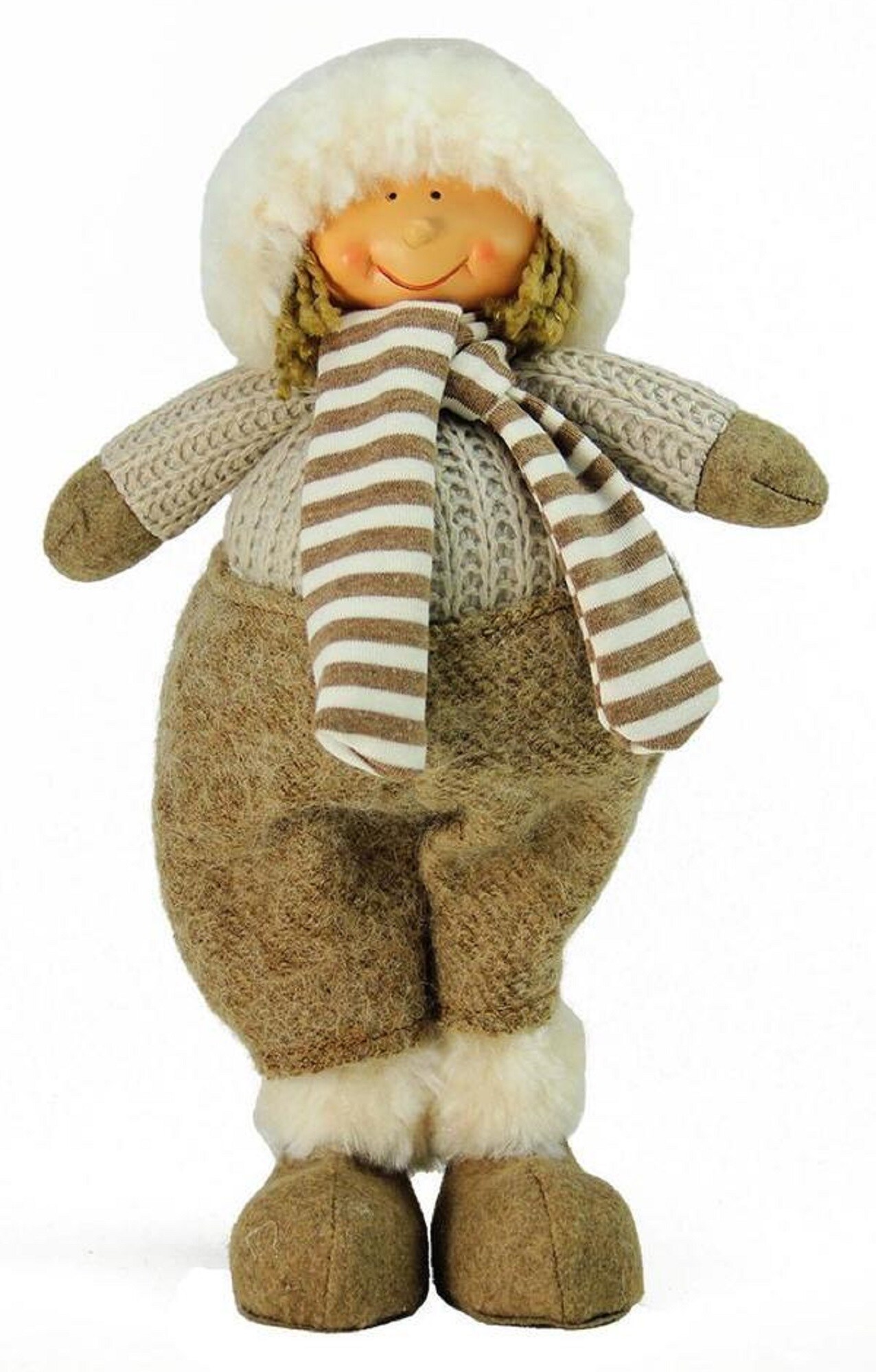 Northlight Boy in Fuzzy Pants with Faux Fur Trim Christmas Figure - 12"