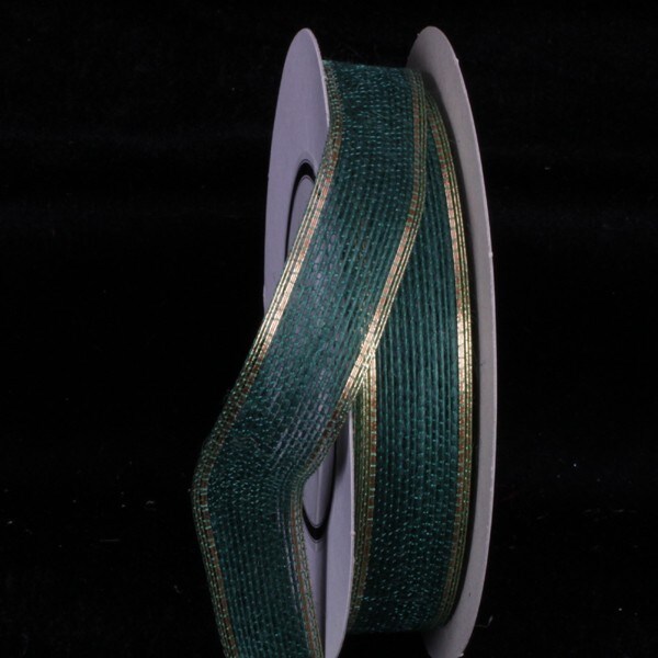 The Ribbon People Hunter Green and Gold Edge Wired Craft Ribbon 1&#x22; x 80 Yards