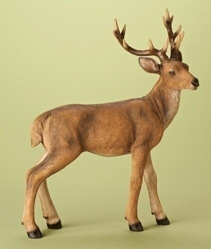 Roman 23.75&#x22; Richly Detailed Standing Brown Buck Woodland Christmas Figure