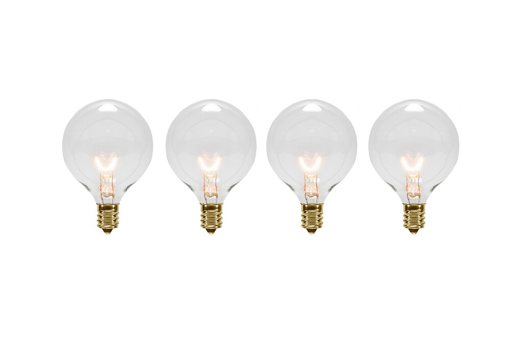 Sienna Pack of 4 Transparent Clear G40 Globe Christmas Replacement Light Bulbs - 5 Watts