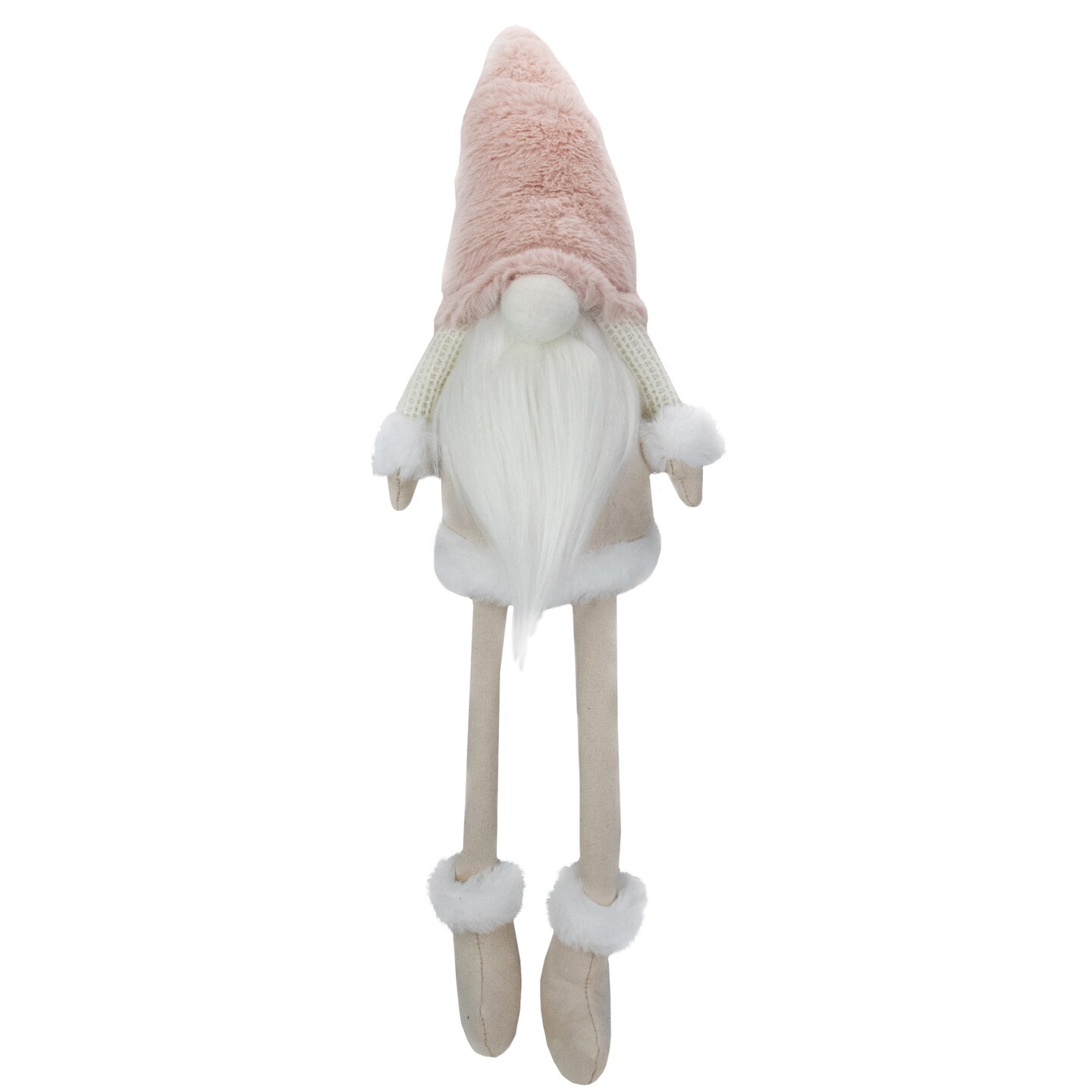 Northlight Sitting Christmas Gnome with Dangling Legs - 24&#x22; - Cream and Pink