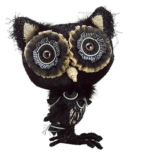 Allstate 13&#x22; Black and Brown Rustic Owl Halloween Decor