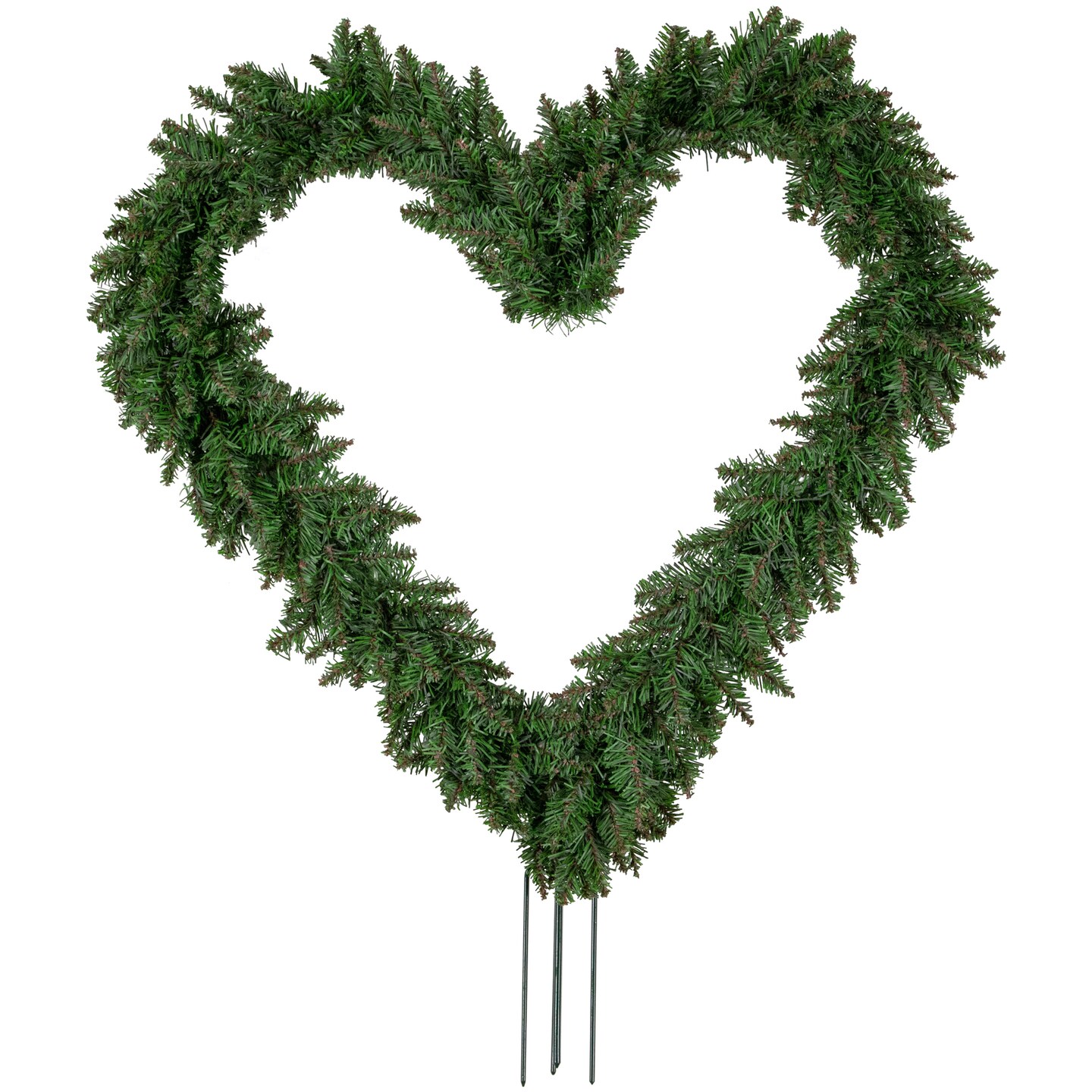 Northlight Artificial Pine Heart Shaped Wreath with Ground Stakes, 25-Inch, Unlit