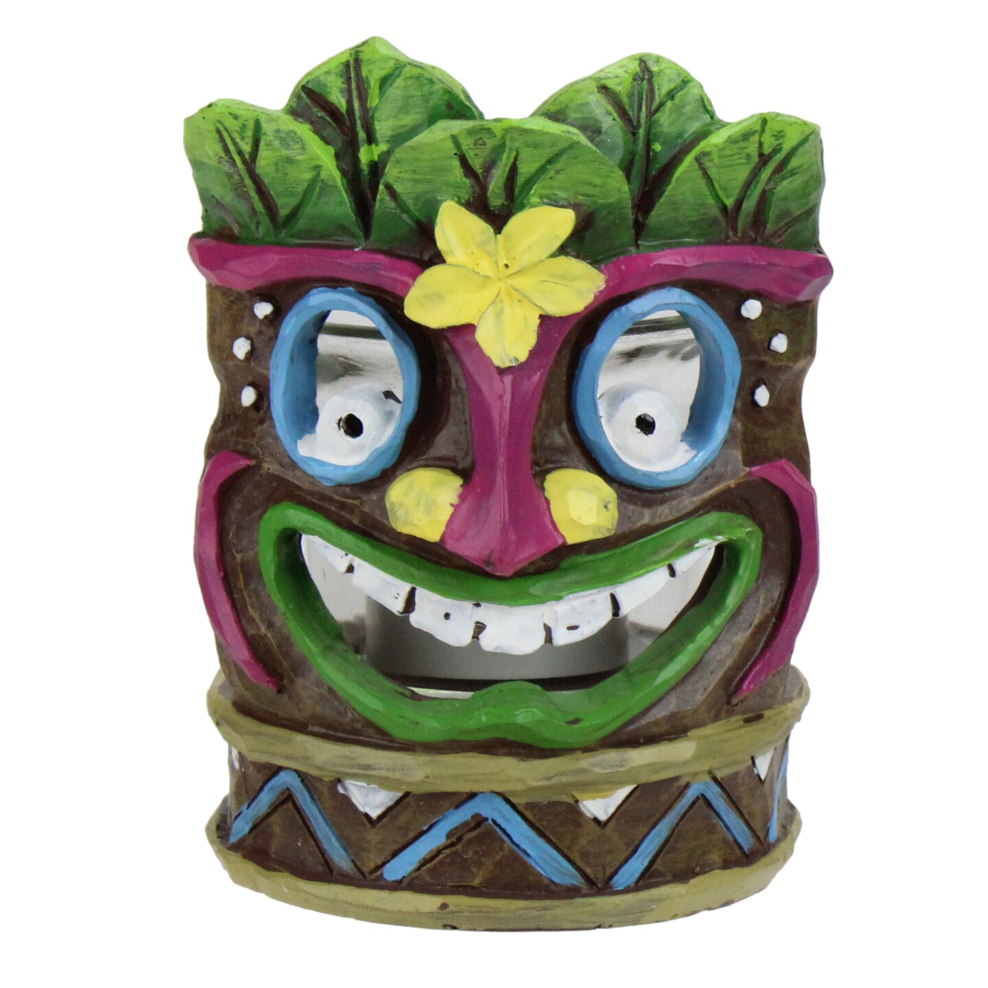Northlight Smiling Floral Tiki Mask Tea Light Candle Holder - 4.5&#x22;