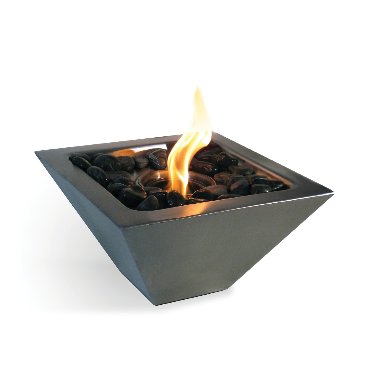 Luxury Fireplace Group Anywhere Fireplace Empire Indoor/Outdoor Fireplace with Polished Black Rocks