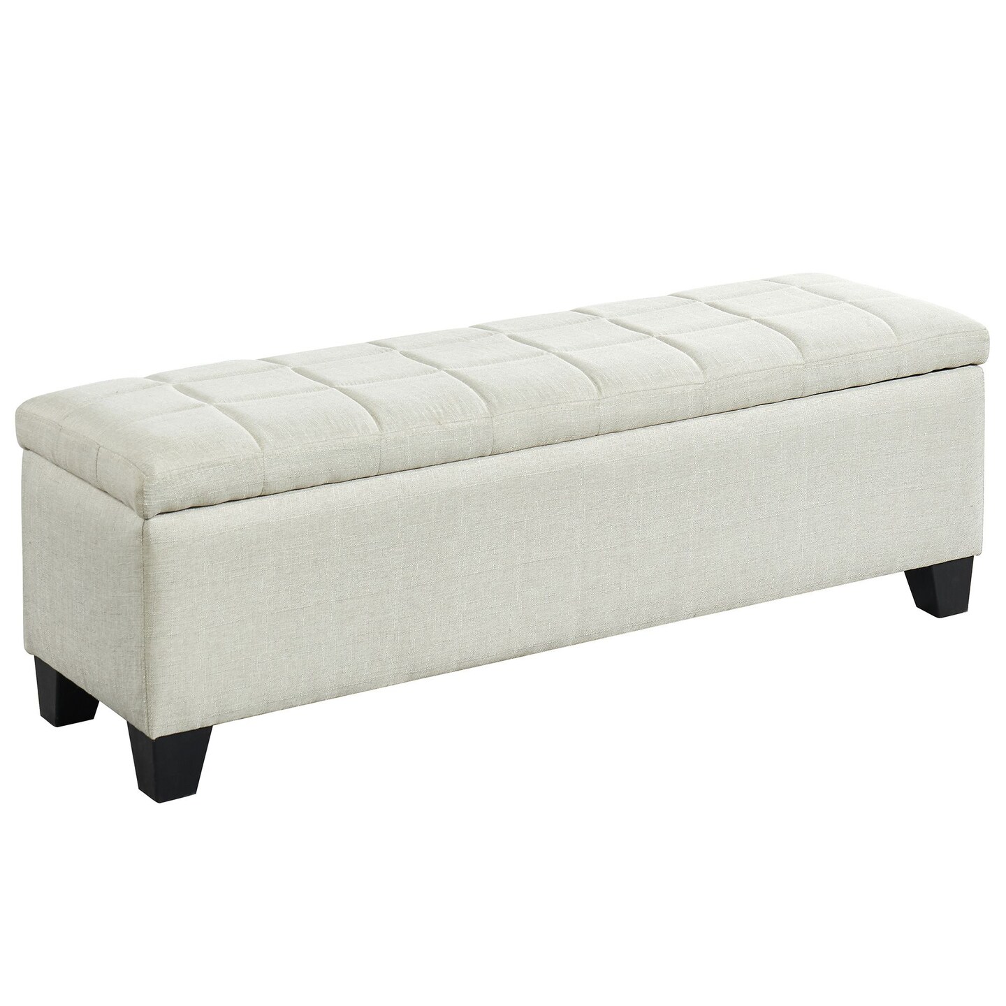 Contemporary Home Living 48" Beige Solid Rectangular Storage Ottoman