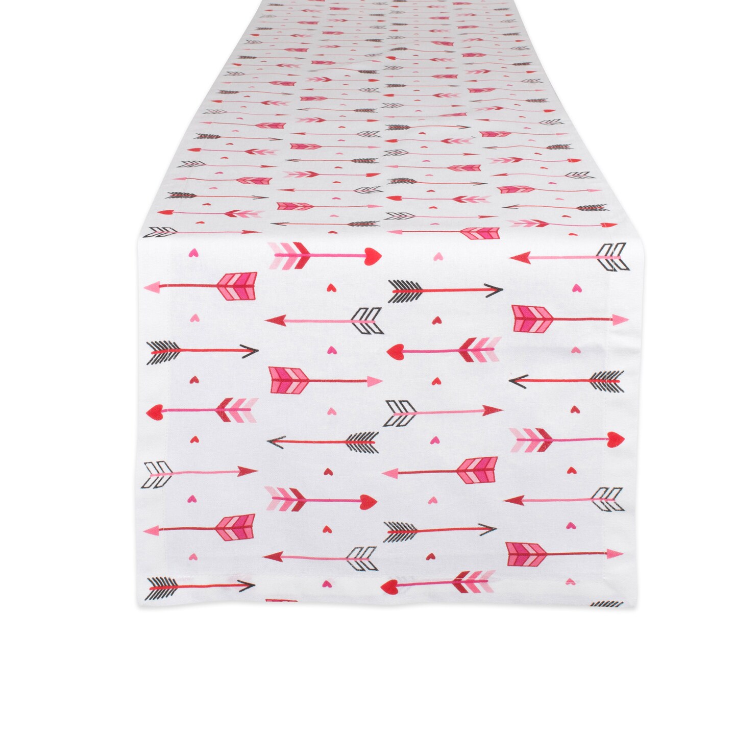 Contemporary Home Living Hearts and Arrows Valentine&#x27;s Day Table Runner - 72&#x22; - White and Fuchsia