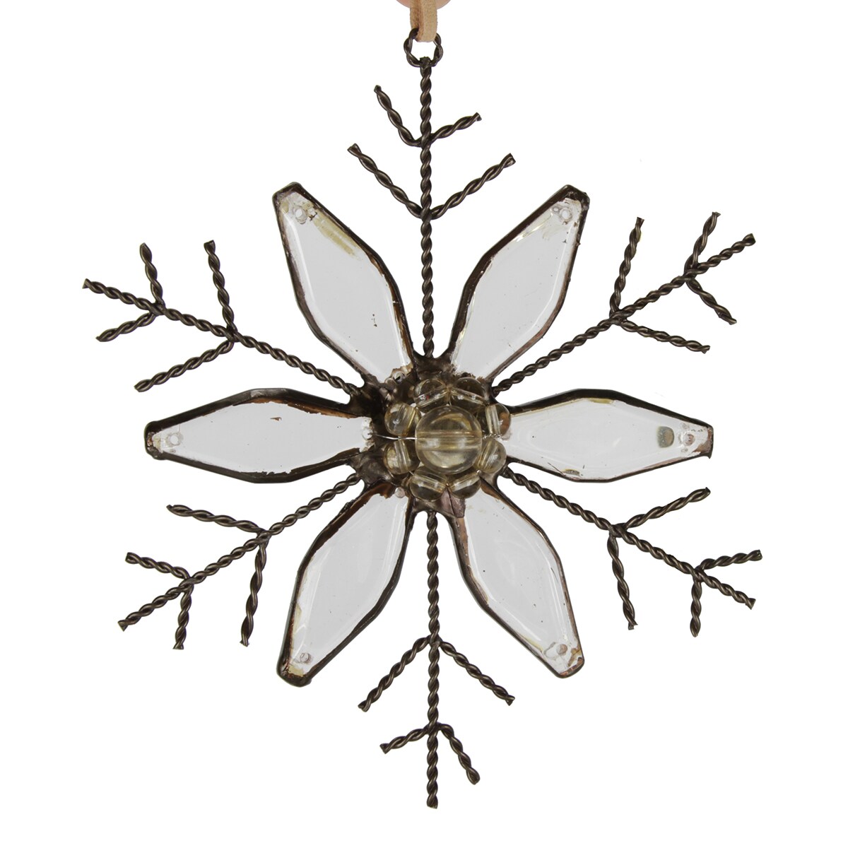 Midwest 5&#x22; Silent Luxury Rustic Jeweled Flat Tip Snowflake Christmas Ornament