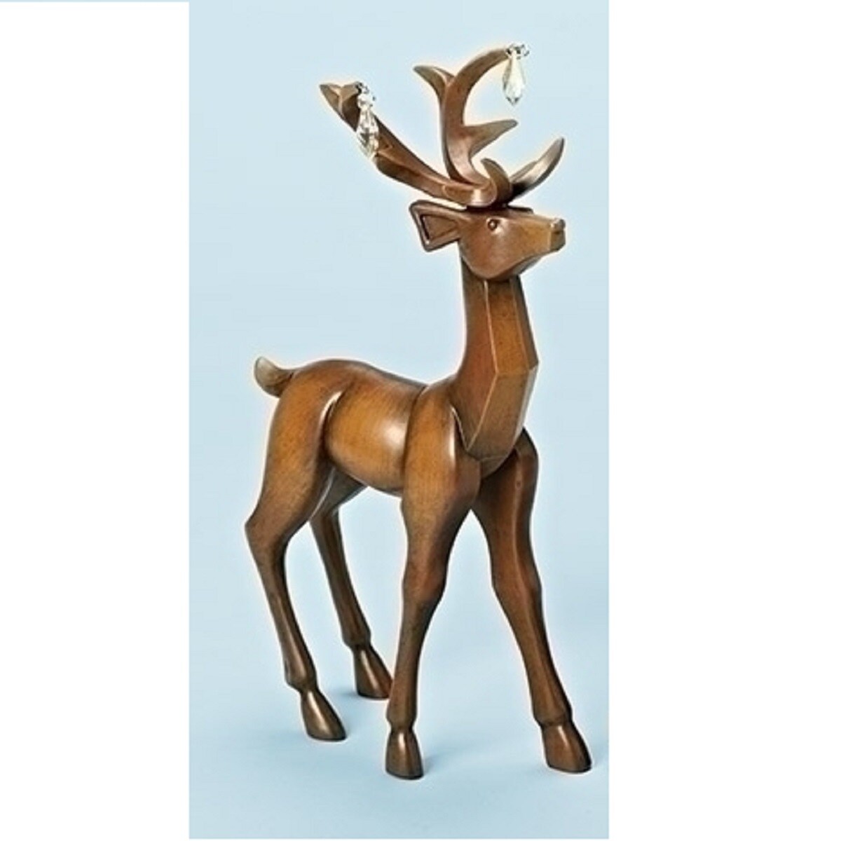 Roman 11.75&#x22; Faux Wooden Finish Standing Deer Christmas Table Top Figure